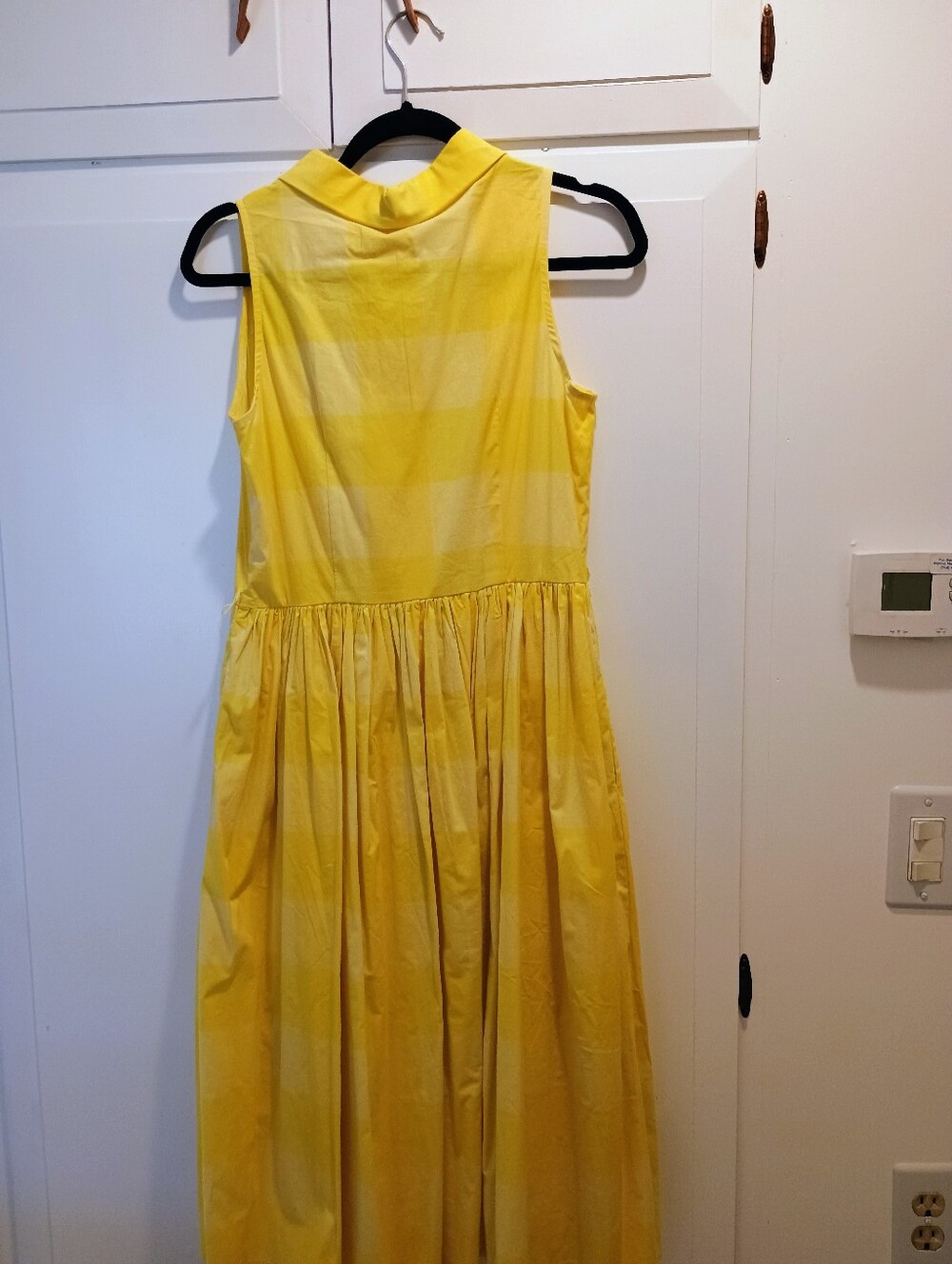 Collectif Mod Cloth Sleeveless Yellow Check Fit-and-Flare Dress No Belt - Picture 4 of 5